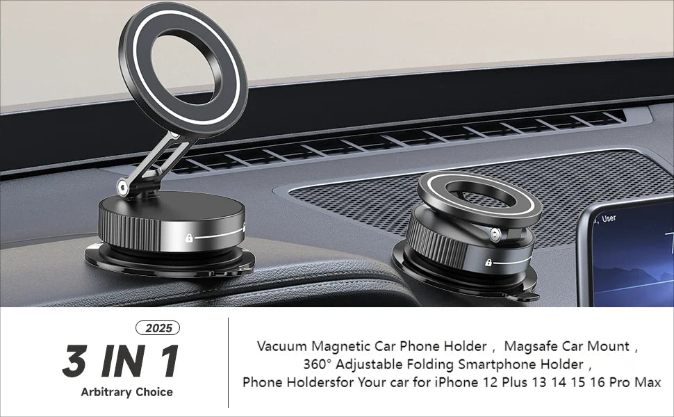 Adjustable Rotating Folding Magnetic Phone Holder Vacuum Suction Mag Stand