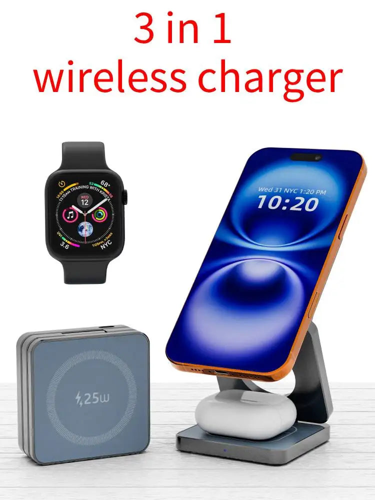 Folding Wireless Charger For iPhone HUAWEI Portable Magnetic Wireless Phone