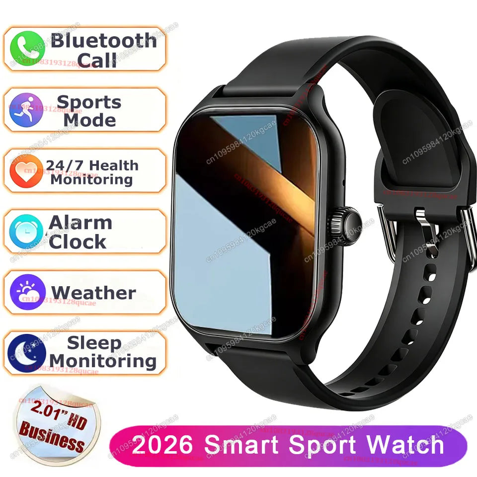 Smart Watch Men 2.01'' AMOLED Screen Waterproof Multiple Sport Mode Fitness HD Bluetooth Call Smartwatch Men Women Bracelet Hw12