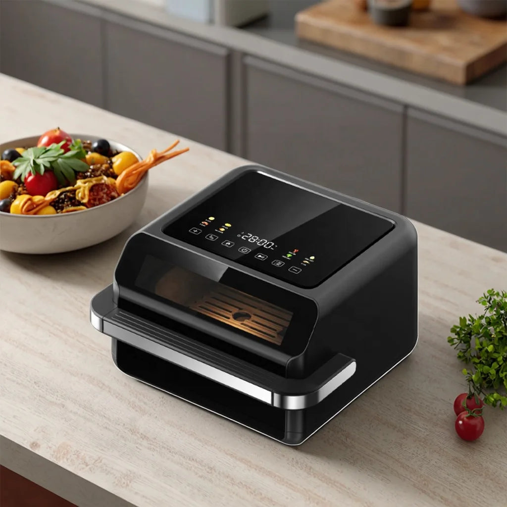 Electric 7.5L Air Fryer Oven Pizza Cooker Non-Stick Fry Basket Over Heat Protection Digital Timer & Temperature Control