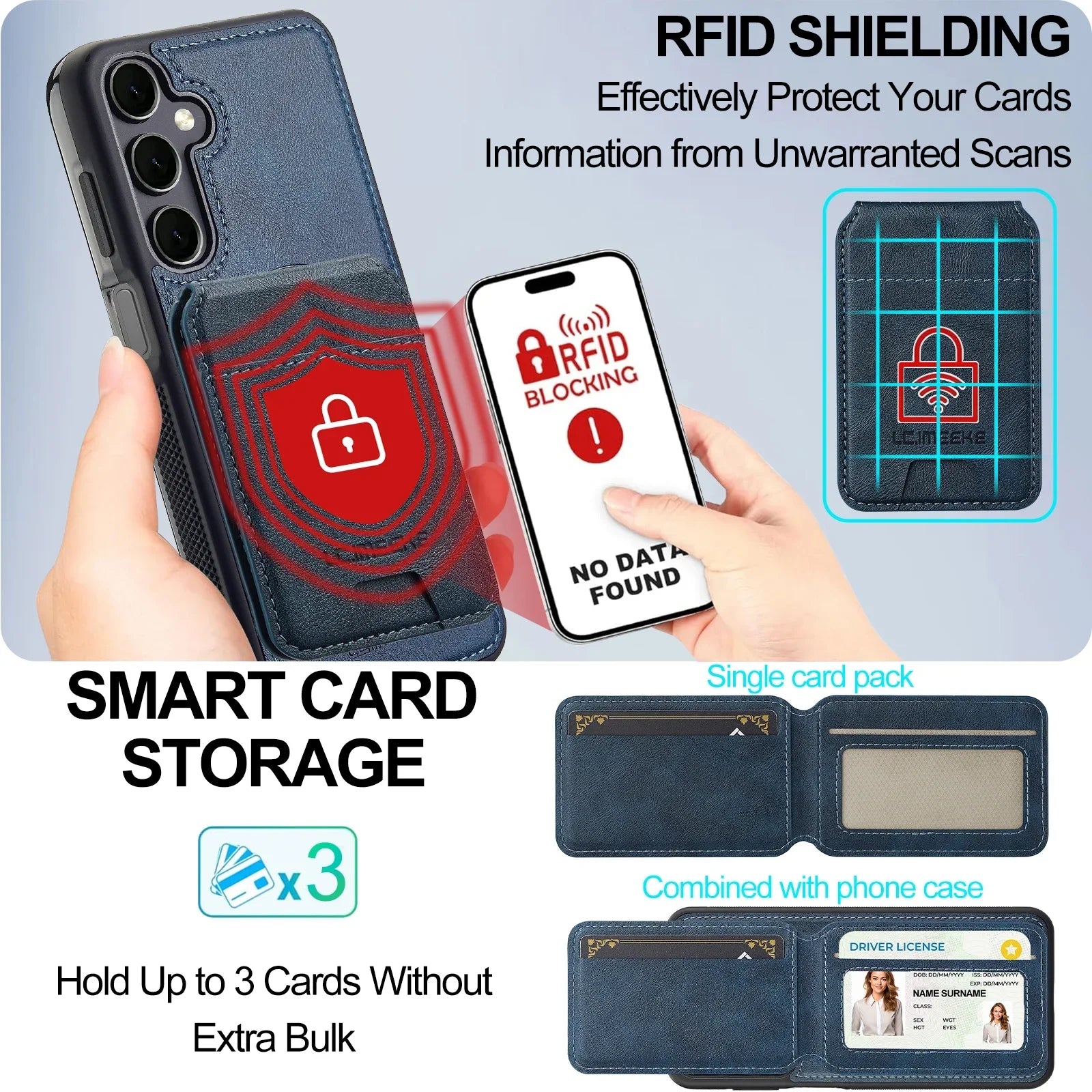 Detachable Leather Case For Samsung Galaxy Card Wallet Phone Bag