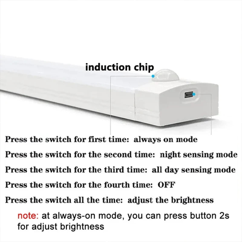PIR Motion Sensor LED Under Cabinet Lamp Dimmable Rechargeable Night Light
