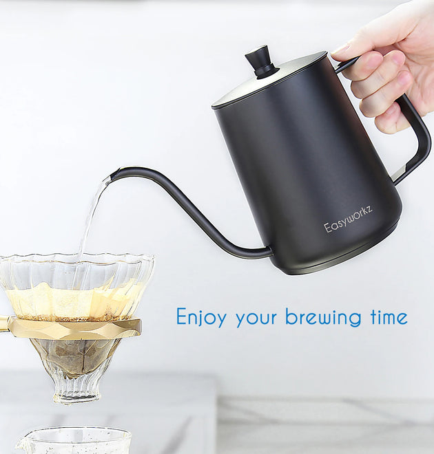 Easyworkz Gooseneck Pour Over Coffee Kettle 30 FL OZ / 900 ML Stainless Steel Hand Drip Coffee Pot with Long Narrow Spout