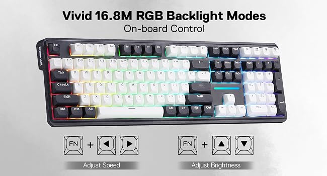 Redragon K745 PRO Wireless Gasket RGB 108 Keys Mechanical Gaming Keyboardw/Extra 4 Hotkeys, Hot-Swap Socket